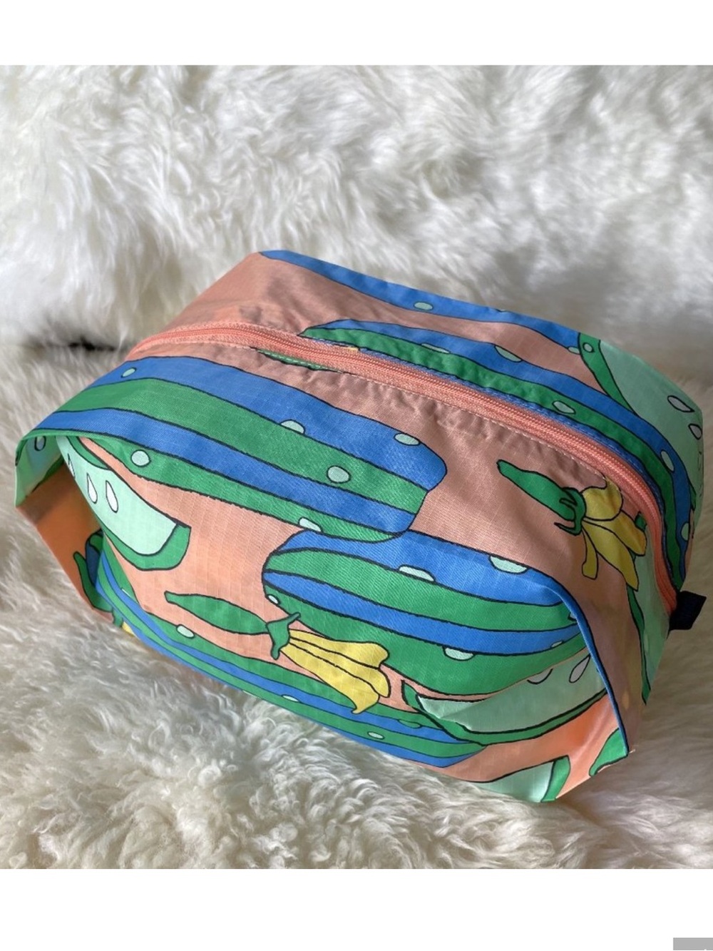 BAGGU 3D Zip Travel Pouch Tote Cucumber Summer Veggie Orange-Medium